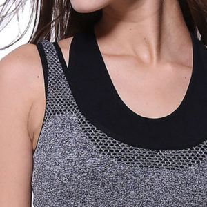 Grey Two-in-one Round Neck Sports Cropped Vest