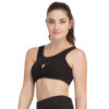 BLACK COTTON SPANDEX SPORTS BRA WITH BREATHABLE CUPS