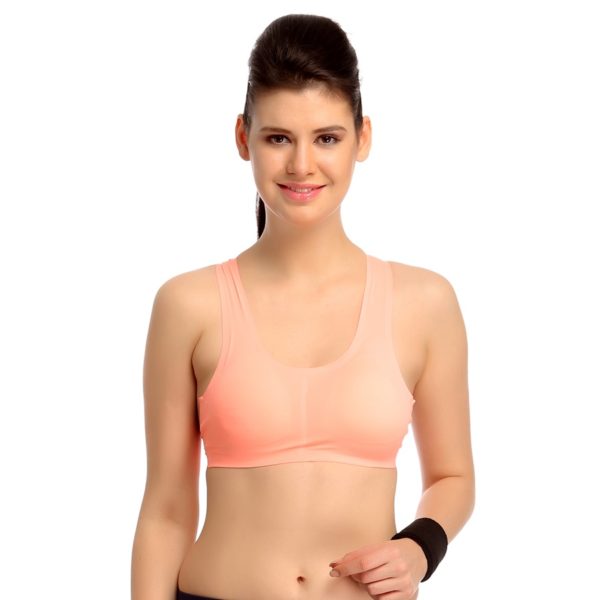 PADDED POLYAMIDE SPORTS BRA IN ORANGE