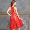 SHEER RED PLUNGED NECK NIGHT DRESS