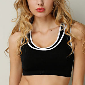 Black and White Two-in-one Round Neck Sports Cropped Vest